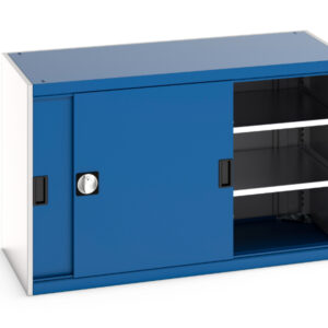 Cubio Cupboard with Sliding Doors And 2 Shelves. WxDxH: 1300X650X800mm Ral 7035/5010 _SKU-40022061.11V