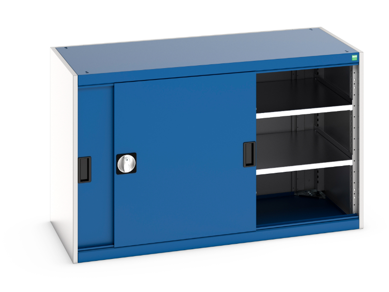 Cubio Cupboard with Sliding Doors And 2 Shelves. WxDxH: 1300X650X800mm Ral 7035/5010 _SKU-40022061.11V