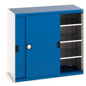 Bott Cubio Cupboard with Sliding Doors - Cubio Cupboard with Sliding Doors And 3 Shelves. WxDxH: 1300X650X1200mm Ral 7035/5010 _SKU-40022063.11V