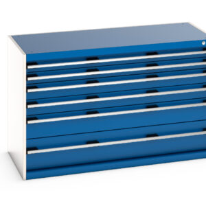 Cubio Drawer Cabinet with 6 Drawers. WxDxH: 1300X650X800mm Ral 7035/5010 _SKU-40022109.11V