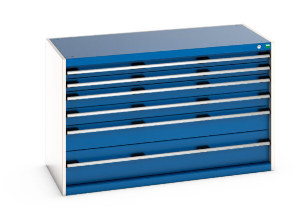 Cubio Drawer Cabinet with 6 Drawers. WxDxH: 1300X650X800mm Ral 7035/5010 _SKU-40022109.11V