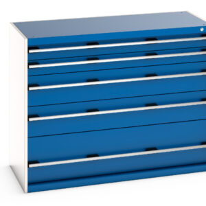 Cubio Drawer Cabinet with 5 Drawers. WxDxH: 1300X650X1000mm Ral 7035/5010 _SKU-40022121.11V