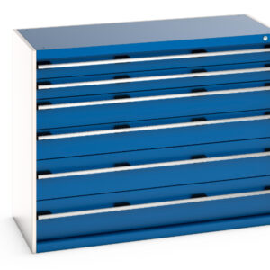 Cubio Drawer Cabinet with 6 Drawers. WxDxH: 1300X650X1000mm Ral 7035/5010 _SKU-40022123.11V