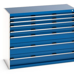 Cubio Drawer Cabinet with 7 Drawers. WxDxH: 1300X650X1000mm Ral 7035/5010 _SKU-40022125.11V