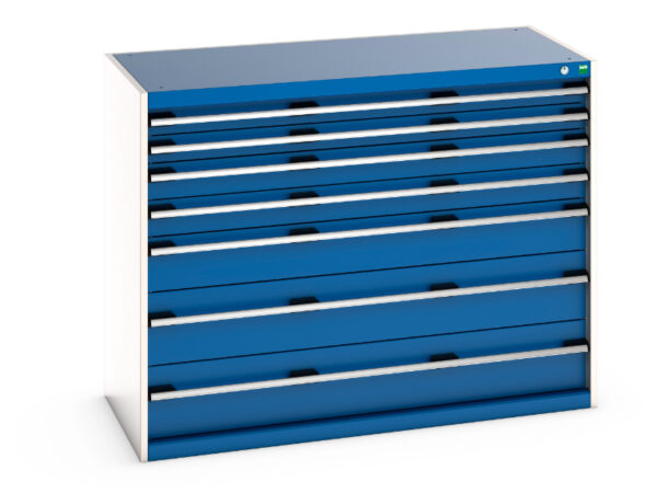 Cubio Drawer Cabinet with 7 Drawers. WxDxH: 1300X650X1000mm Ral 7035/5010 _SKU-40022125.11V