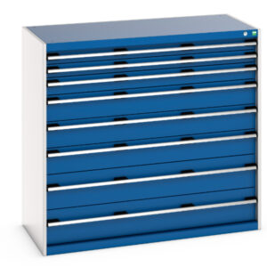 Bott Industrial Parts Drawers - Cubio Drawer Cabinet with 8 Drawers. WxDxH: 1300X650X1200mm Ral 7035/5010 _SKU-40022129.11V