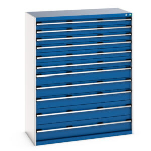 Drawer Cupboard with 11 Drawers - WxDxH: 1300X650X1600mm Ral 7035/5010 _SKU-40022135.11V