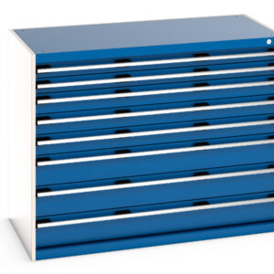 8 Drawers Metal Heavy Duty Cabinet - Cubio Drawer Cabinet with 8 Drawers. WxDxH: 1300X650X1000mm Ral 7035/5010 _SKU-40022153.11V