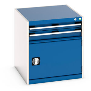 Workshop Cabinets with Drawers - Cubio Drawer-Door Cabinet with 2 Drawers / Door. WxDxH: 650X750X700mm Ral 7035/5010 _SKU-40027001.11V