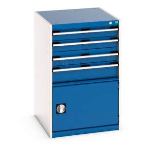 4 Drawer Industrial Cupboard with Door - WxDxH: 650X750X1000mm Ral 7035/5010 _SKU-40027023.11V