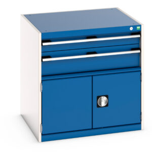 2 Drawer Industrial Cabinet with Door - WxDxH: 800X750X800mm Ral 7035/5010 _SKU-40028097.11V