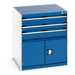 Bott Cubio Steel Drawer Cabinet - Drawer-Door Cabinet with 3 Drawers / Door. WxDxH: 800X750X900mm Ral 7035/5010 _SKU-40028104.11V