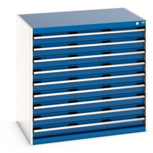 Cubio Drawer Cabinet with 9 Drawers. WxDxH: 1050X750X1000mm Ral 7035/5010 _SKU-40029027.11V