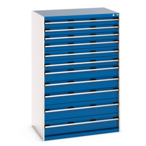 Workshop Cupboard with Drawers - Cubio Drawer Cabinet with 11 Drawers. WxDxH: 1050X750X1600mm Ral 7035/5010 _SKU-40029037.11V