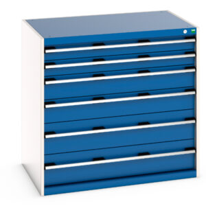 Cubio Drawer Cabinet with 6 Drawers. WxDxH: 1050X750X1000mm Ral 7035/5010 _SKU-40029107.11V