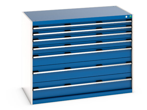 Cubio Drawer Cabinet with 7 Drawers. WxDxH: 1300X750X1000mm Ral 7035/5010 _SKU-40030015.11V