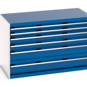 Cubio Drawer Cabinet with 6 Drawers. WxDxH: 1300X750X800mm Ral 7035/5010 _SKU-40030071.11V