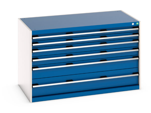 Cubio Drawer Cabinet with 6 Drawers. WxDxH: 1300X750X800mm Ral 7035/5010 _SKU-40030071.11V