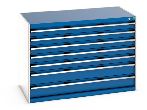 7 Drawers Steel Heavy Duty Cabinet - Cubio Drawer Cabinet with 7 Drawers. WxDxH: 1300X750X900mm Ral 7035/5010 _SKU-40030087.11V