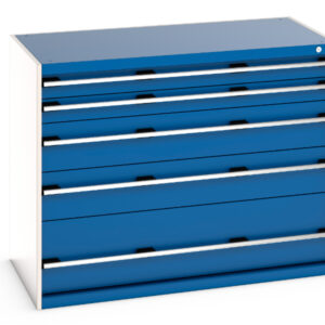 Cubio Drawer Cabinet with 5 Drawers. WxDxH: 1300X750X1000mm Ral 7035/5010 _SKU-40030091.11V