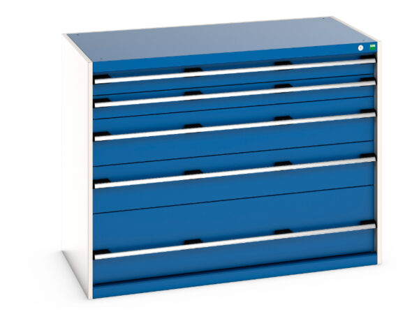 Cubio Drawer Cabinet with 5 Drawers. WxDxH: 1300X750X1000mm Ral 7035/5010 _SKU-40030091.11V