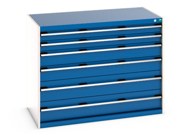 Cubio Drawer Cabinet with 6 Drawers. WxDxH: 1300X750X1000mm Ral 7035/5010 _SKU-40030093.11V