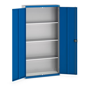 Cubio Cupboard with 3 Shelves. WxDxH: 1050X325X2000mm Ral 7035/5010 _SKU-40031018.11V