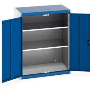 Workshop Metal Storage Cupboards - Cubio Cupboard with 2 Shelves. WxDxH: 800X525X1000mm Ral 7035/5010 _SKU-40031021.11V