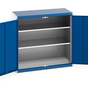 Cubio Cupboard with 2 Shelves. WxDxH: 1050X525X1000mm Ral 7035/5010 _SKU-40031027.11V