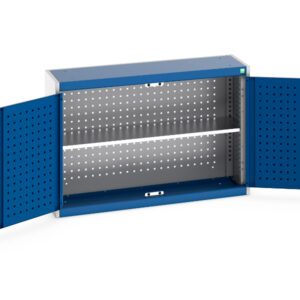 Cubio Cupboard with Perfo Backpanel And 1X Shelf. WxDxH: 1050X325X700mm Ral 7035/5010 _SKU-40031054.11V
