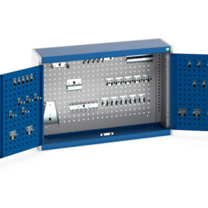 Cubio Cupboard with Perfo Backpanel And 40 Piece Hook Kit. WxDxH: 1050X325X700mm Ral 7035/5010 _SKU-40031055.11V