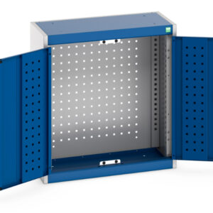 Secure Metal Storage Cabinets - Cubio Cupboard with Perfo Backpanel. WxDxH: 650X325X700mm Ral 7035/5010 _SKU-40031058.11V