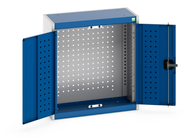 Secure Metal Storage Cabinets - Cubio Cupboard with Perfo Backpanel. WxDxH: 650X325X700mm Ral 7035/5010 _SKU-40031058.11V