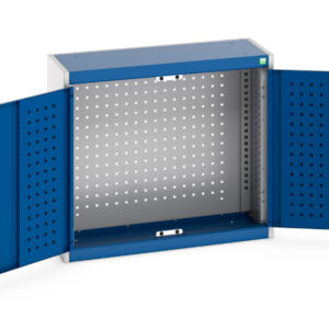 Small Metal Cupboard - Cubio Cupboard with Perfo Backpanel. WxDxH: 800X325X700mm Ral 7035/5010 _SKU-40031060.11V