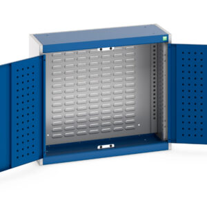Small Metal Cabinet - Cubio Cupboard with Louvre Backpanel. WxDxH: 800X325X700mm Ral 7035/5010 _SKU-40031061.11V