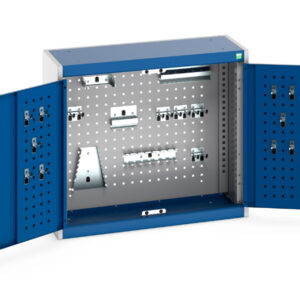 Metal Tool Storage Cabinets - Cubio Cupboard with Perfo Backpanel And 20 Piece Hook Kit. WxDxH: 800X325X700mm Ral 7035/5010 _SKU-40031066.11V