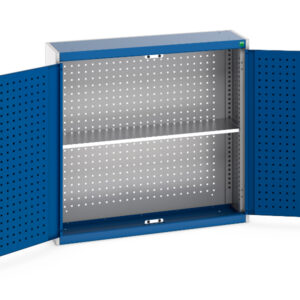 Cubio Cupboard with Perfo Backpanel And 1X Shelf. WxDxH: 1050X325X1000mm Ral 7035/5010 _SKU-40031069.11V