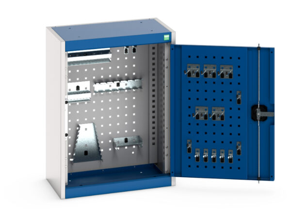Tool Hanging Metal Cupboard - Cubio Cupboard with Perfo Backpanel And 20 Piece Hook Kit. WxDxH: 525X325X700mm Ral 7035/5010 _SKU-40031076.11V