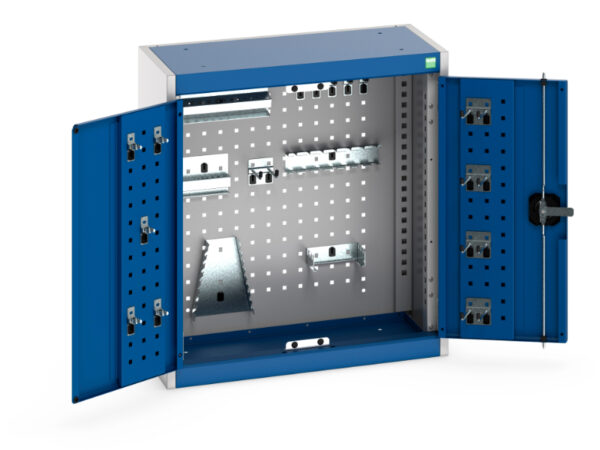 Cubio Cupboard with Perfo Backpanel And 20 Piece Hook Kit. WxDxH: 650X325X700mm Ral 7035/5010 _SKU-40031078.11V
