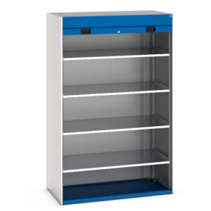 Cubio Cupboard with Roller Shutter Door - 4X Shelves. WxDxH: 1300X650X2000mm Ral 7035/5010 _SKU-40201013.11V