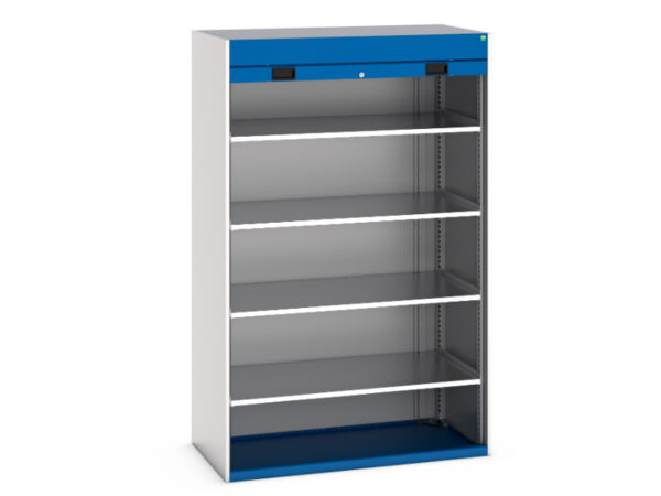 Cubio Cupboard with Roller Shutter Door - 4X Shelves. WxDxH: 1300X650X2000mm Ral 7035/5010 _SKU-40201013.11V