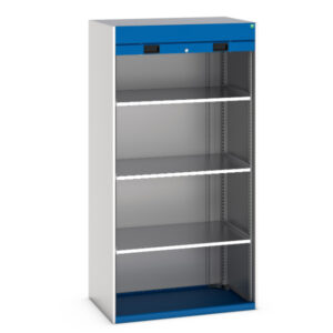 Metal Roller Shutter Cupboard - Cubio Cupboard with Roller Shutter Door, 3X Shelves. WxDxH: 1050X650X2000mm Ral 7035/5010 _SKU-40201021.11V