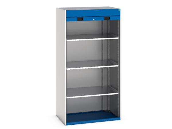 Metal Roller Shutter Cupboard - Cubio Cupboard with Roller Shutter Door, 3X Shelves. WxDxH: 1050X650X2000mm Ral 7035/5010 _SKU-40201021.11V