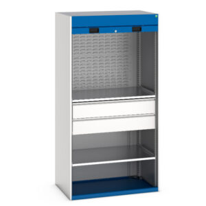 Bott Workshop Cupboards - Cubio Cupboard 2X Shelves 2X 175 Drws 2X Louvre Panels. WxDxH: 1050X650X2000mm Ral 7035/5010 _SKU-40201023.11V