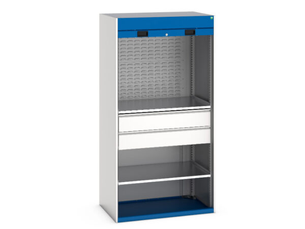 Bott Workshop Cupboards - Cubio Cupboard 2X Shelves 2X 175 Drws 2X Louvre Panels. WxDxH: 1050X650X2000mm Ral 7035/5010 _SKU-40201023.11V