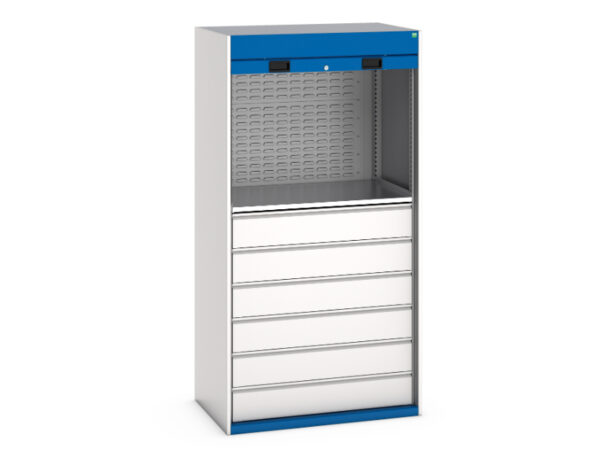 Cubio Lourve Panel Cupboard - 1X Shelf 6X 175 Drws 2X Louvre Panels. WxDxH: 1050X650X2000mm Ral 7035/5010 _SKU-40201024.11V