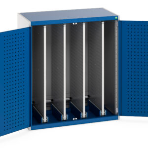 Cupboard Sliding Tool Peg Boards - Cubio Cupboard Perfo Doors, 4X Sliding Perfo Panels. WxDxH: 1050X650X1200mm Ral 7035/5010 _SKU-40301005.11V