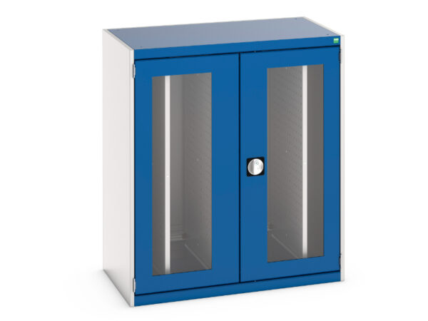Metal Cabinet with Window Doors - 4X Sliding Perfo Panels. WxDxH: 1050X650X1200mm Ral 7035/5010 _SKU-40301006.11V