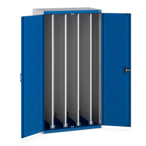 Metal Pegboard Cabinet - Cubio Cupboard Perfo Doors, 4X Sliding Perfo Panels. WxDxH: 1050X650X2000mm Ral 7035/5010 _SKU-40301011.11V