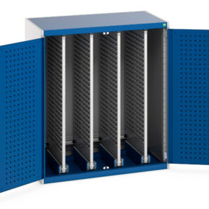 Cupboard Sliding Louvre Panels - Cubio Cupboard Louvre Doors, 4X Sliding Louvre Panels. WxDxH: 1050X650X1200mm Ral 7035/5010 _SKU-40301029.11V
